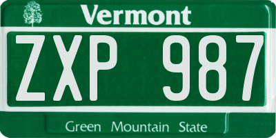 VT license plate ZXP987