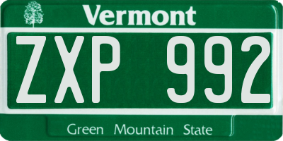 VT license plate ZXP992