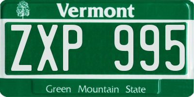 VT license plate ZXP995