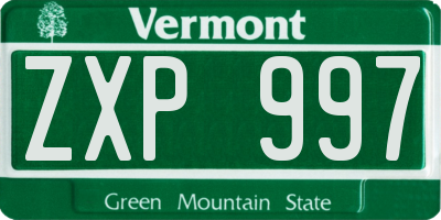 VT license plate ZXP997