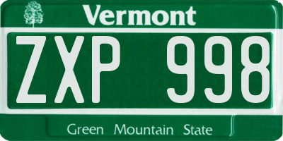 VT license plate ZXP998