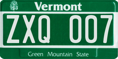 VT license plate ZXQ007