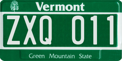 VT license plate ZXQ011