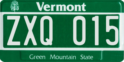 VT license plate ZXQ015