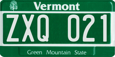 VT license plate ZXQ021