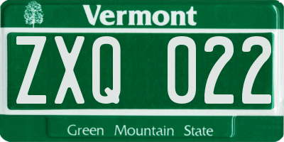 VT license plate ZXQ022