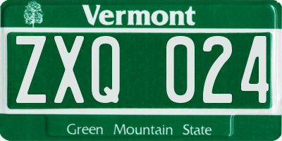 VT license plate ZXQ024