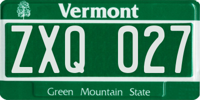 VT license plate ZXQ027