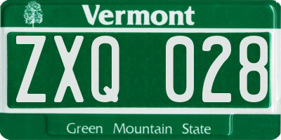 VT license plate ZXQ028