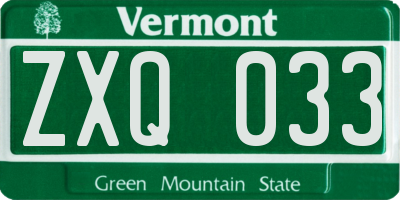 VT license plate ZXQ033