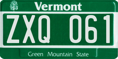 VT license plate ZXQ061