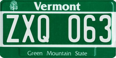 VT license plate ZXQ063