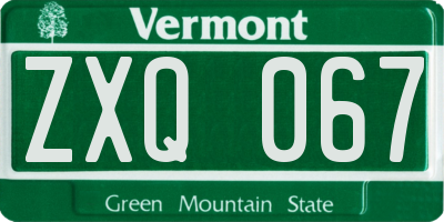VT license plate ZXQ067