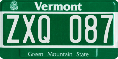 VT license plate ZXQ087