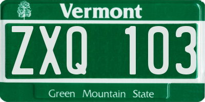 VT license plate ZXQ103