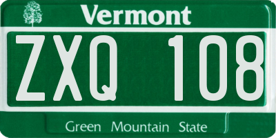 VT license plate ZXQ108