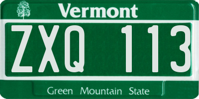 VT license plate ZXQ113