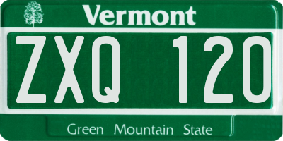 VT license plate ZXQ120