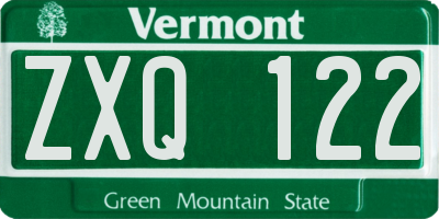 VT license plate ZXQ122