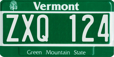 VT license plate ZXQ124