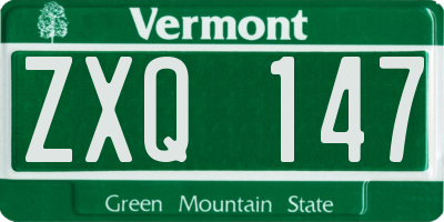 VT license plate ZXQ147