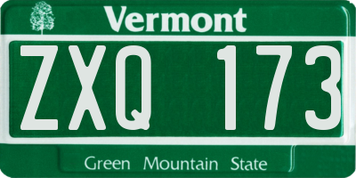 VT license plate ZXQ173