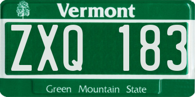 VT license plate ZXQ183