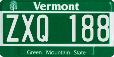 VT license plate ZXQ188