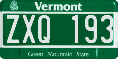 VT license plate ZXQ193
