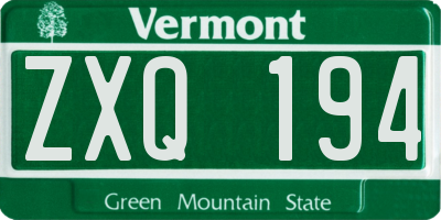 VT license plate ZXQ194