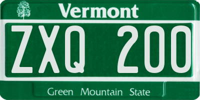 VT license plate ZXQ200