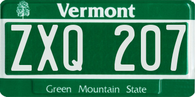 VT license plate ZXQ207