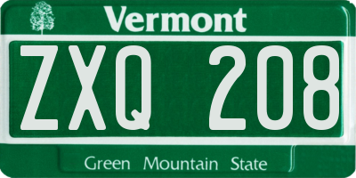 VT license plate ZXQ208