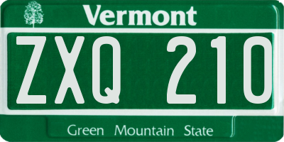 VT license plate ZXQ210