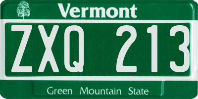 VT license plate ZXQ213