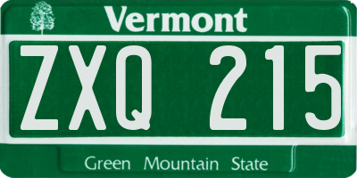 VT license plate ZXQ215