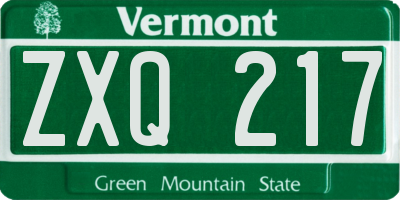 VT license plate ZXQ217