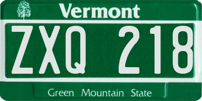 VT license plate ZXQ218