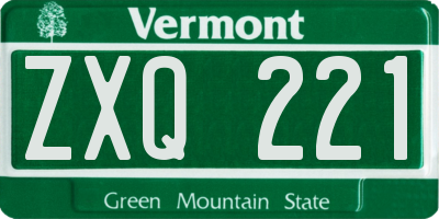 VT license plate ZXQ221