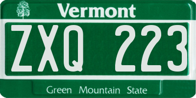 VT license plate ZXQ223