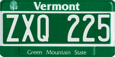 VT license plate ZXQ225