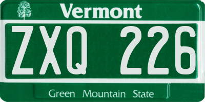 VT license plate ZXQ226
