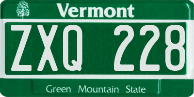 VT license plate ZXQ228