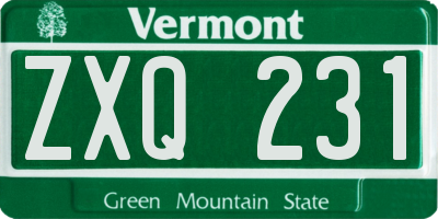 VT license plate ZXQ231