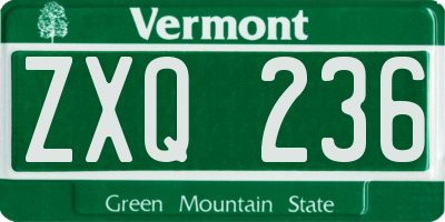 VT license plate ZXQ236