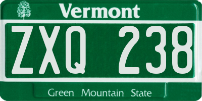 VT license plate ZXQ238