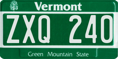 VT license plate ZXQ240