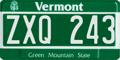 VT license plate ZXQ243