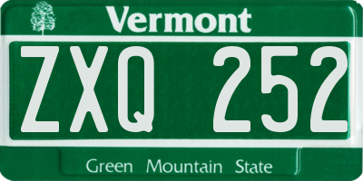 VT license plate ZXQ252