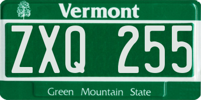 VT license plate ZXQ255